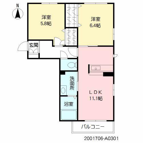 シャーメゾン須屋I(2LDK/3階)の間取り写真