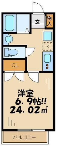 シェルリーヌ(1K/2階)の間取り写真