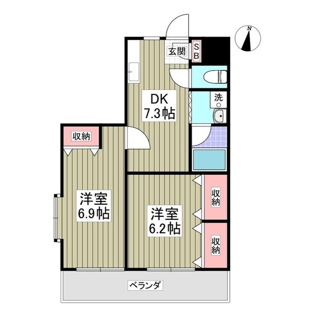 第2成城島田マンション(2DK/3階)の間取り写真