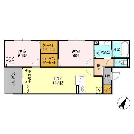 ウエスト レジデンス(2LDK/2階)の間取り写真