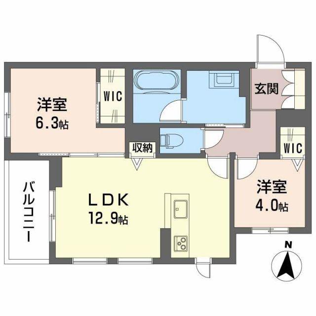 オルトペディアA(2LDK/2階)の間取り写真