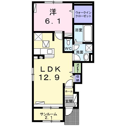 ラッポルティ II(1LDK/1階)の間取り写真