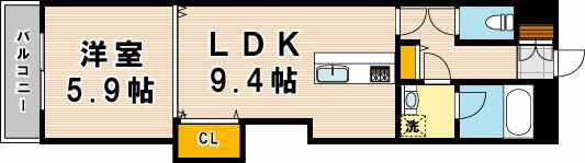 グランアピエ(1LDK/5階)の間取り写真