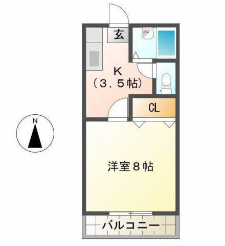 カーレジ III(1K/1階)の間取り写真