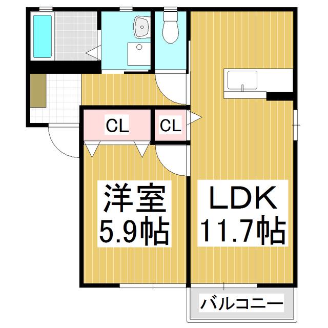 シャーメゾン シーマウスA(1LDK/2階)の間取り写真