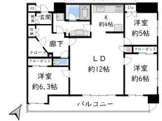 マイキャスル志村パークサイド(3LDK/3階)の間取り写真