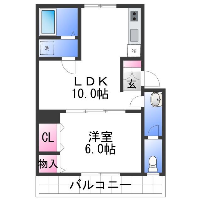マンション有田(1LDK/3階)の間取り写真