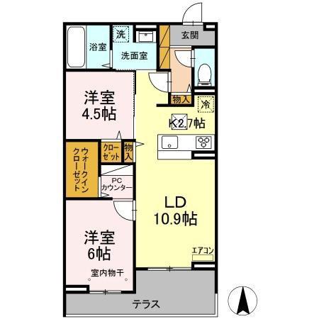 ラフォーレ弐番館(2LDK/1階)の間取り写真