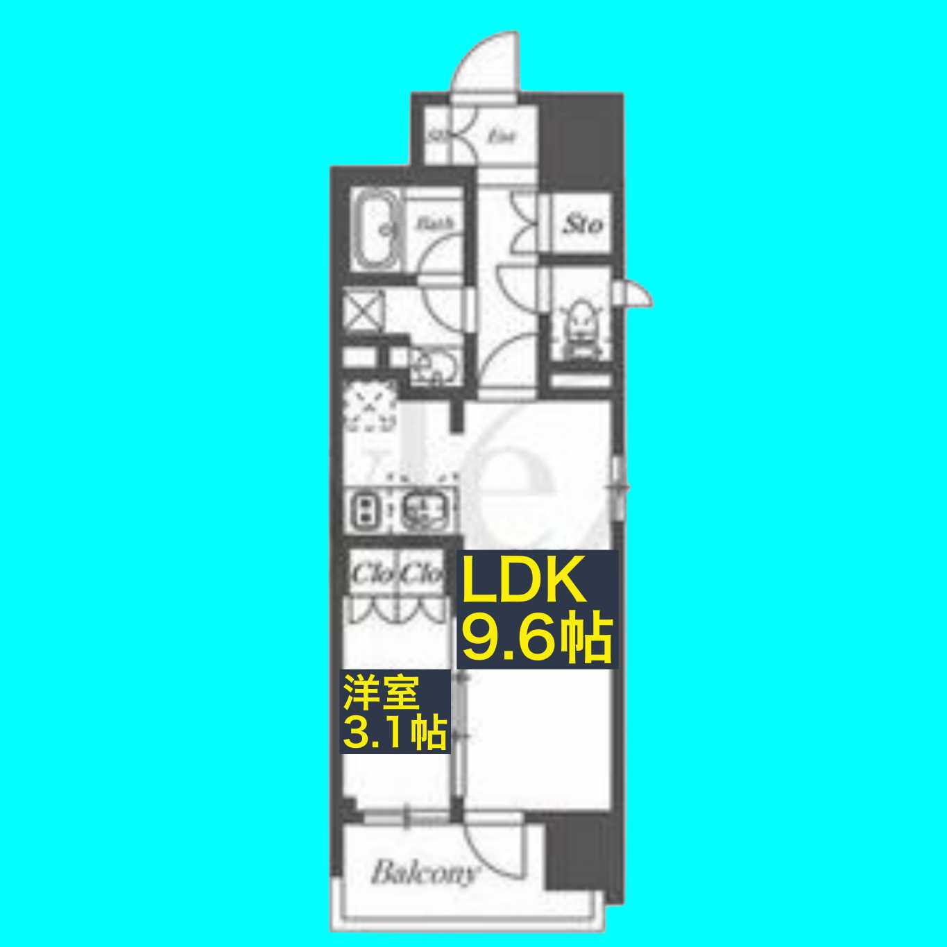 オーパスレジデンス名古屋ステーション(1LDK/11階)の間取り写真