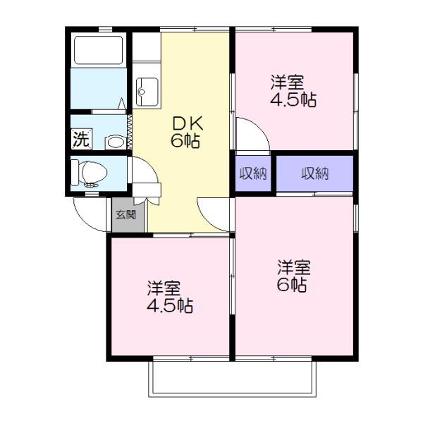 708A(3DK/2階)の間取り写真