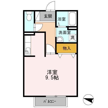 エクレール西三城B(ワンルーム/2階)の間取り写真