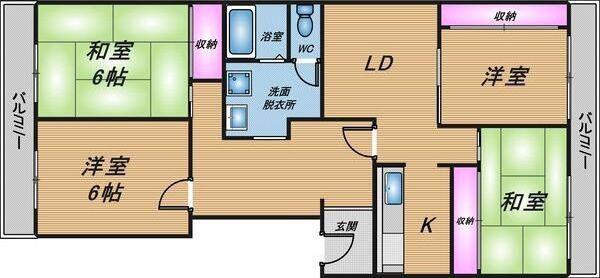南港コープうしお24号棟(4LDK/13階)の間取り写真
