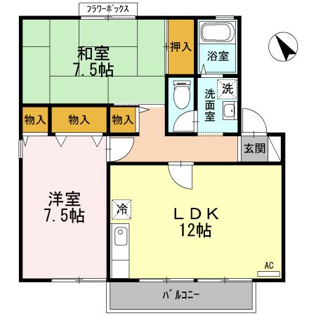 イースト NONAMI弐番館(2LDK/2階)の間取り写真