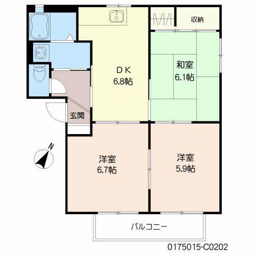 シャーメゾン桜 C棟(3DK/2階)の間取り写真