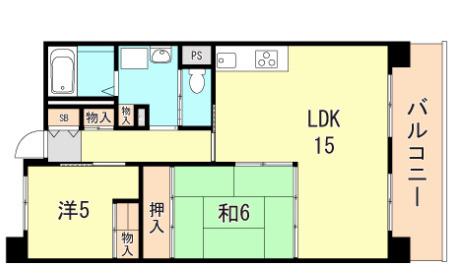 県住南多聞台第6 3号棟(2LDK/2階)の間取り写真