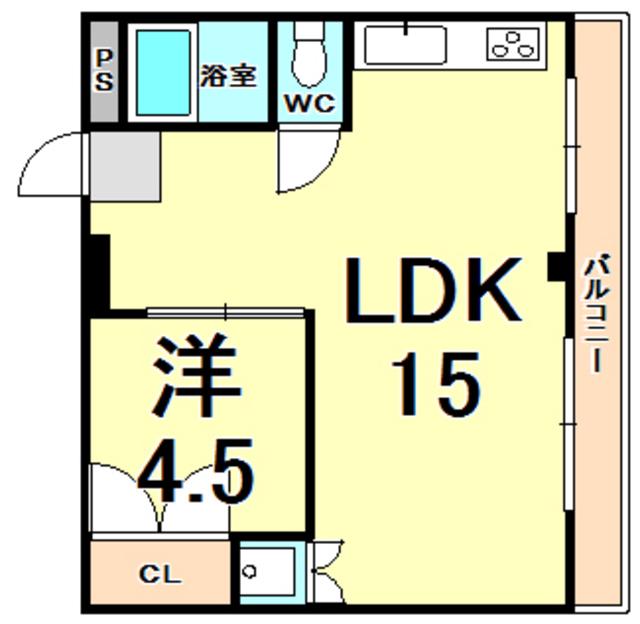 メゾン南塚口(1LDK/2階)の間取り写真