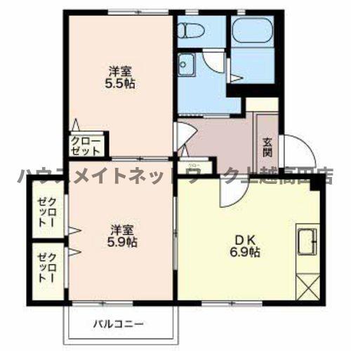 パストラル新光町I(2DK/2階)の間取り写真