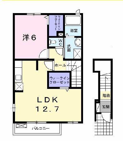 プロヴァンス 美川(1LDK/2階)の間取り写真