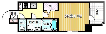 エスリード天神橋筋六丁目(1K/13階)の間取り写真