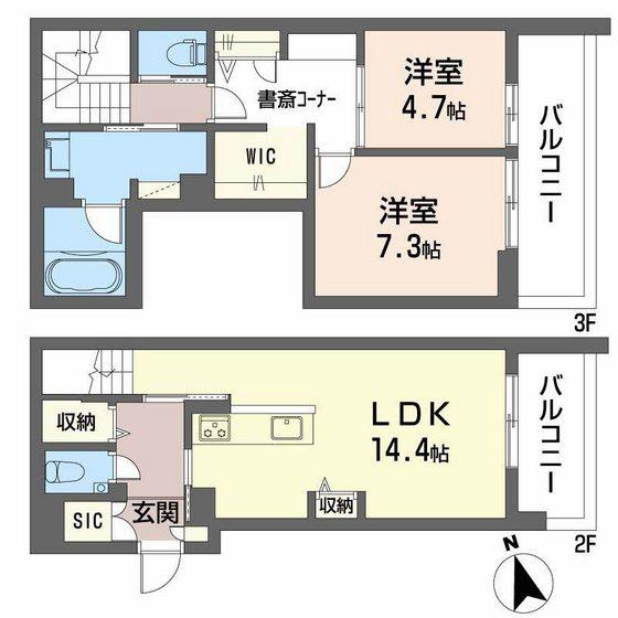シャーメゾン ラ テラ(2LDK/2階)の間取り写真