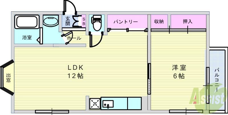 ウエミハイツ(1LDK/2階)の間取り写真