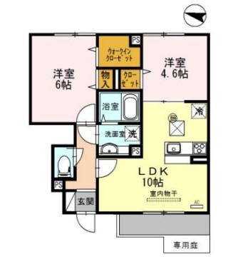 ヴィオラ志染(2LDK/1階)の間取り写真