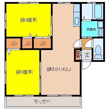 コートエトワール(2LDK/2階)の間取り写真