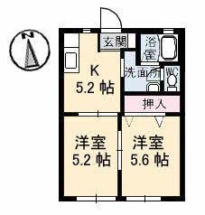 フリーダム(2K/1階)の間取り写真