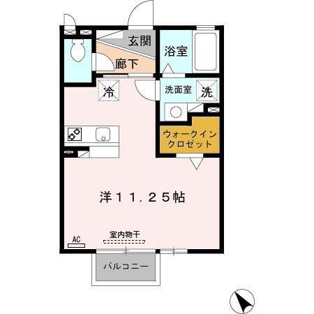 エスパシオ(ワンルーム/2階)の間取り写真
