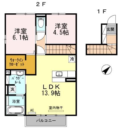 D-ROOM千代田(2LDK/2階)の間取り写真