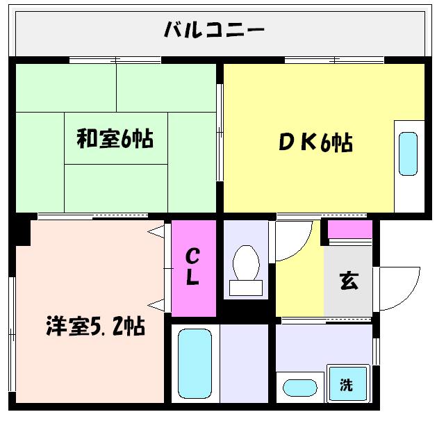 第2メゾン藤原(2DK/4階)の間取り写真