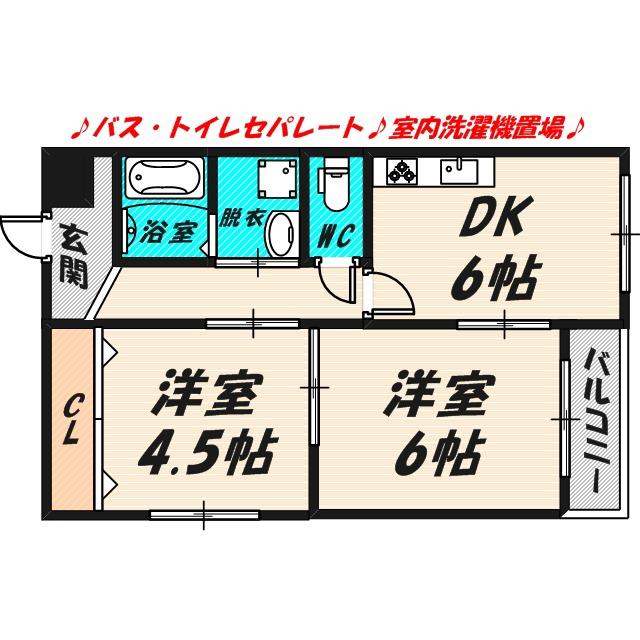 ナカノハイツパート5(2DK/3階)の間取り写真