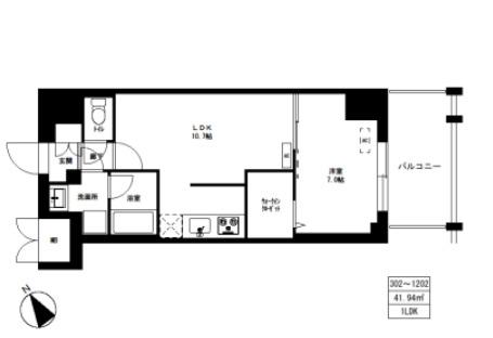 東京マンション(1LDK/4階)の間取り写真