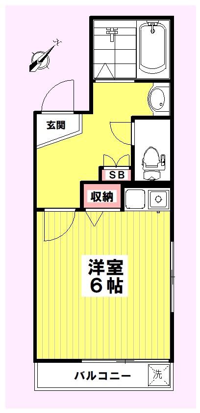 ラビングパレス東伏見(ワンルーム/2階)の間取り写真