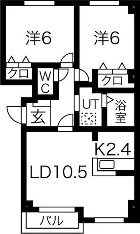 パシフィックプレイスI(2LDK/2階)の間取り写真