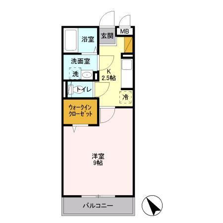 ブランエール(1K/1階)の間取り写真