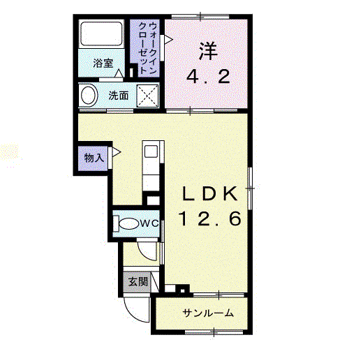 リベーラ西津田(1LDK/1階)の間取り写真