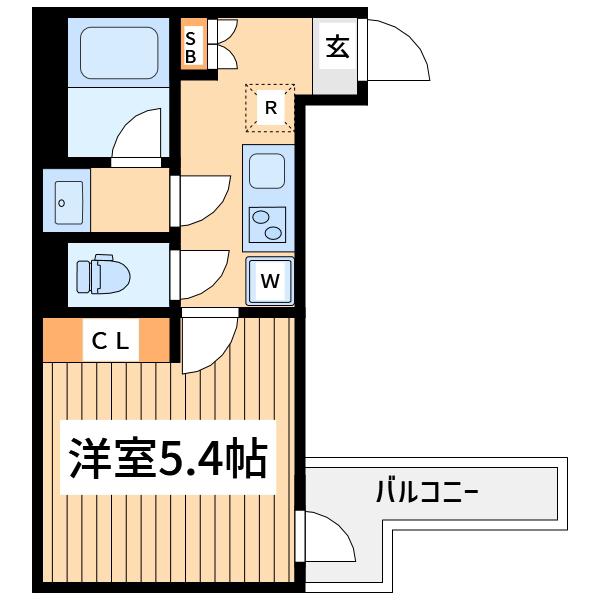 カインドネス鶴見小野(1K/2階)の間取り写真