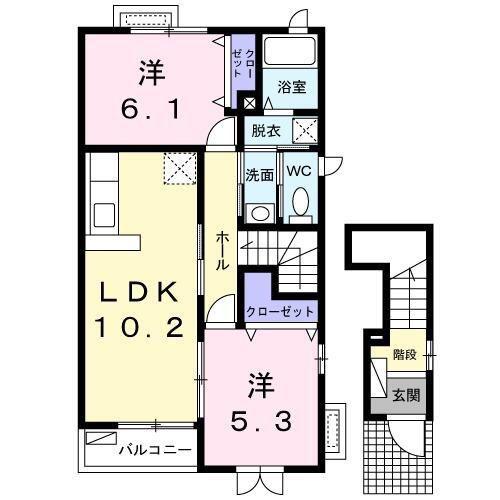 メゾンドチロル(2LDK/2階)の間取り写真