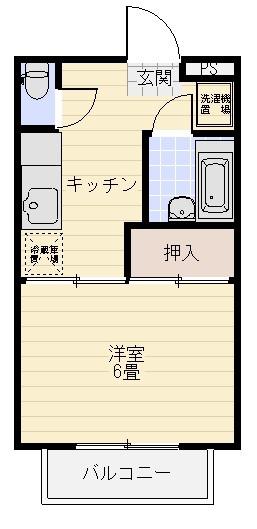 フェリース中村(1K/1階)の間取り写真