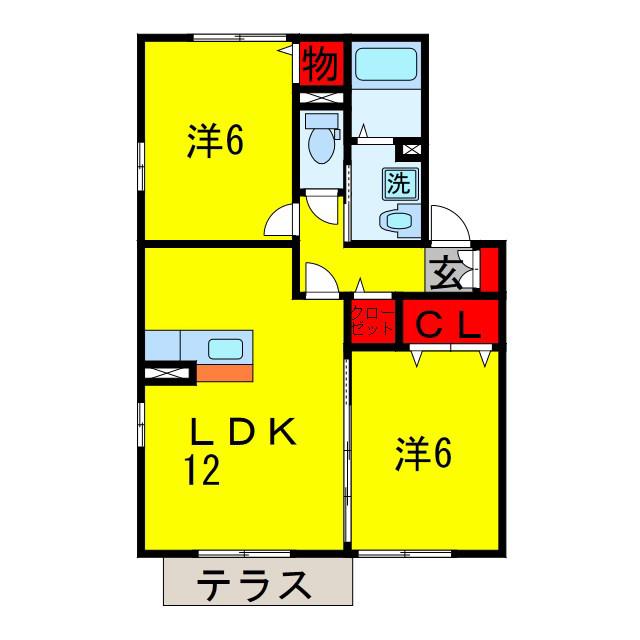 ウィステリア(2LDK/1階)の間取り写真
