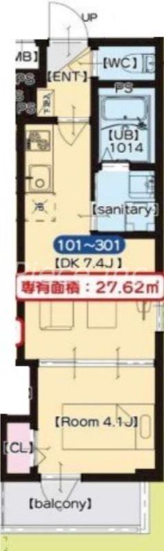 エイデン新大阪(1DK/3階)の間取り写真