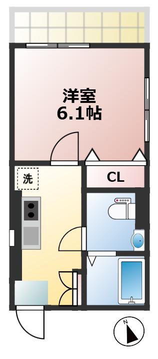 アビエンテ自由が丘(1K/2階)の間取り写真