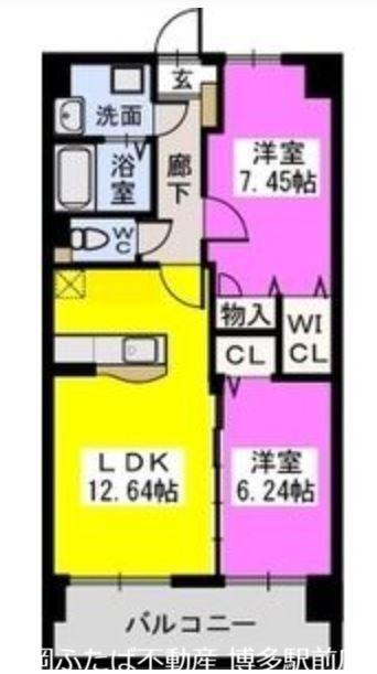 コゥジィーコート駅前通(2LDK/6階)の間取り写真