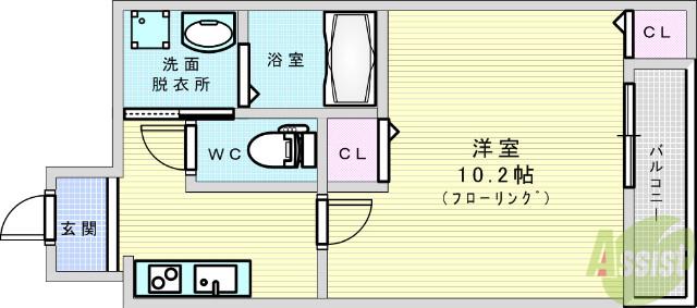 フジパレス吹田金田公園(1K/2階)の間取り写真