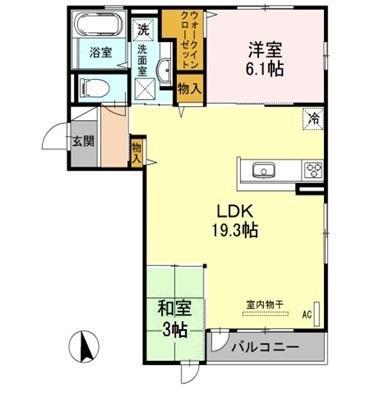 アルコウメキタⅤ(2LDK/1階)の間取り写真