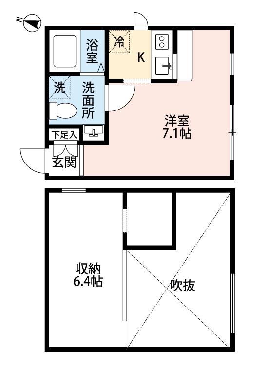 小竹向原・江古田 洋風建築-女子館(ワンルーム/1階)の間取り写真