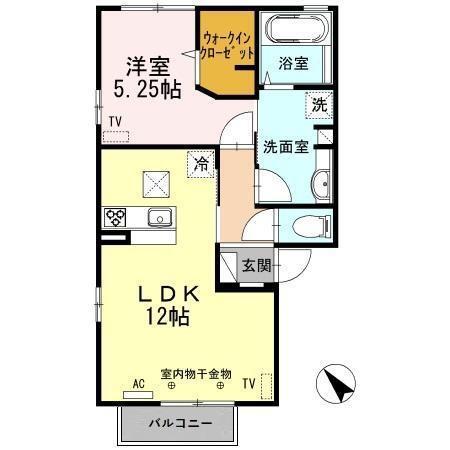 ロ・クレオ(1LDK/1階)の間取り写真