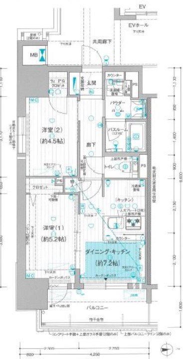 プレサンスロジェ名古屋駅前(2DK/3階)の間取り写真