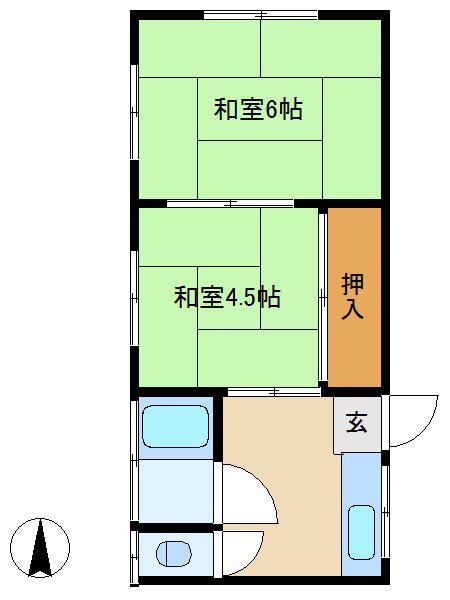 第一銀栄マンション(2DK/3階)の間取り写真
